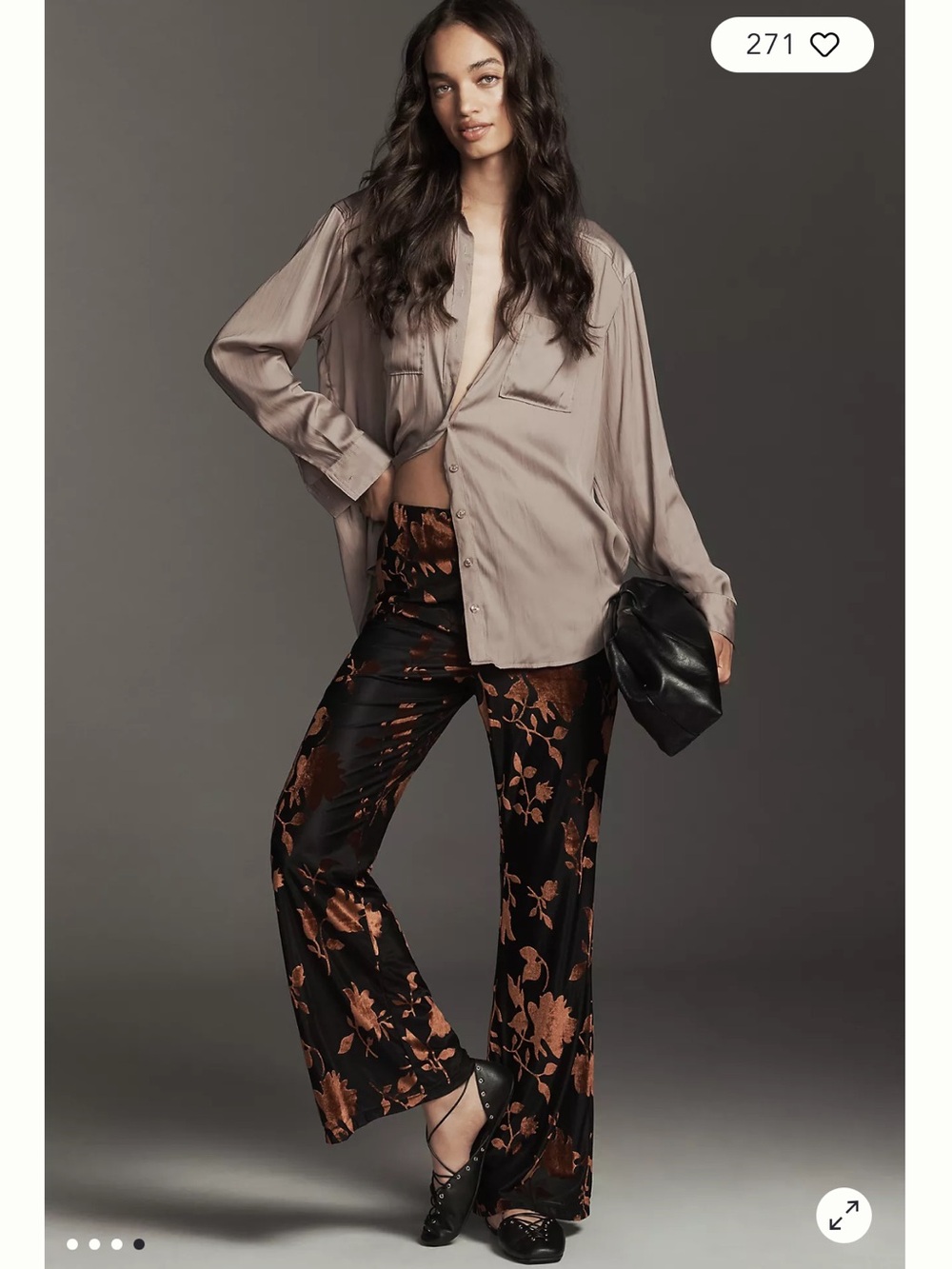 NWOT Hutch Velvet Burnout Floral Wide-Leg Pants Black from Anthropologie